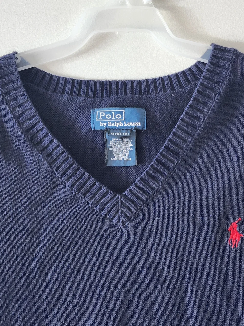 Polo by Ralph Lauren Kids Sweater Vest Boy Sz M (10-12) Blue V-Neck Pima Cotton